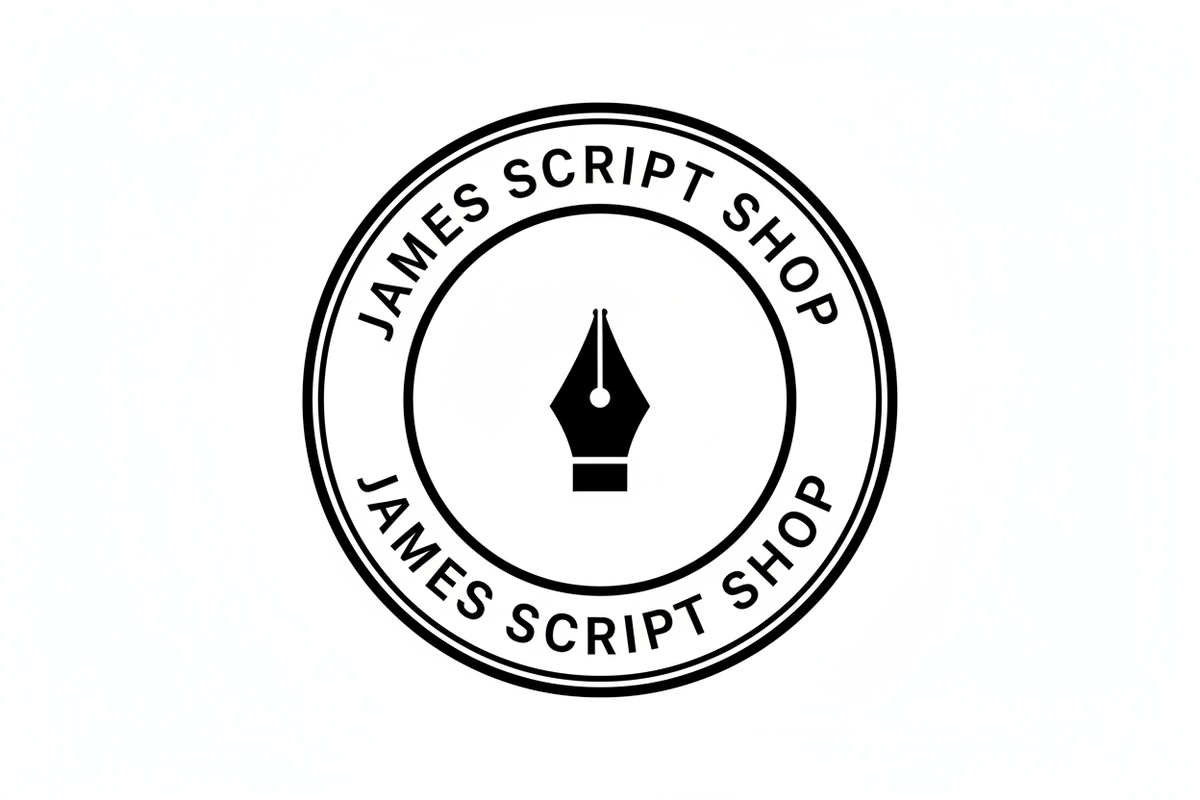 James Script Shop Badge Logo